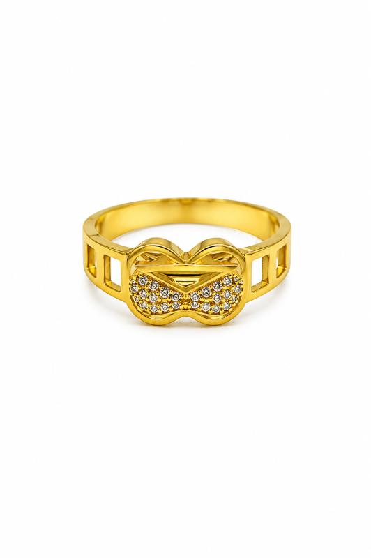 Men's Gold Plated Oval CZ Stone Fashion Ring for Men