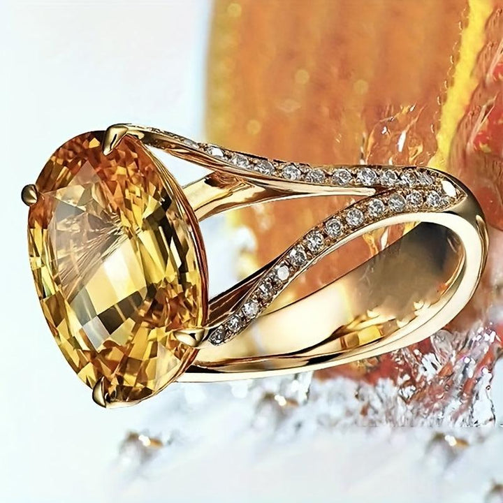 Premium Yellow Stone V Shaped Desinger Ring