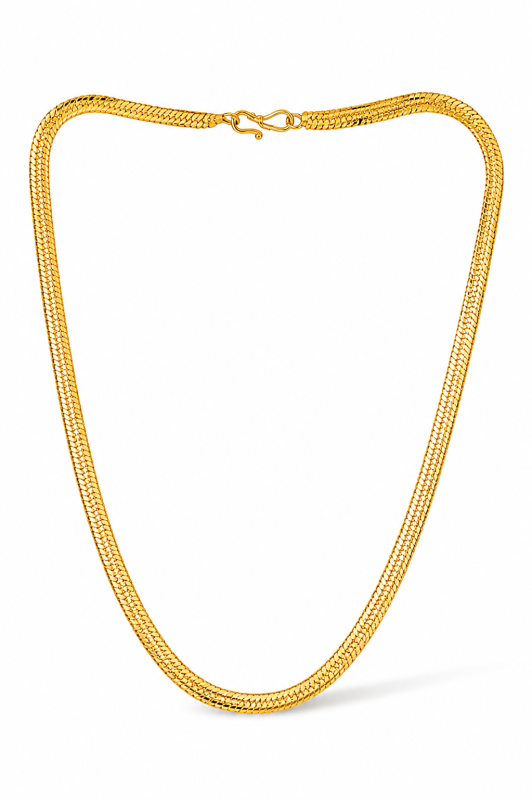 Men's Gold Plated Herringbone Snake Chain Necklace | Premium Flat Link Chain for Daily Wear