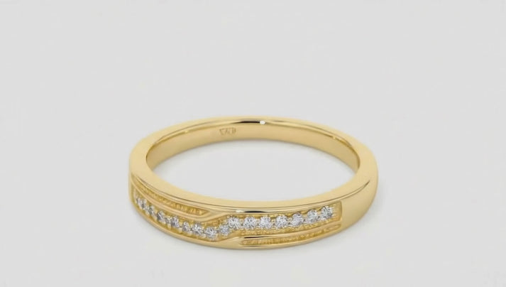 18K Yellow Gold Wave Design Diamond Ring for Women