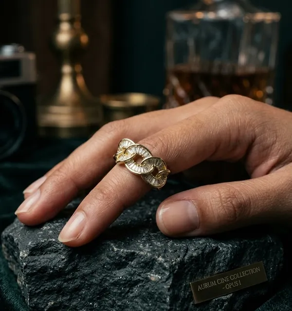 Golden Floral Crystal Desunger Ring