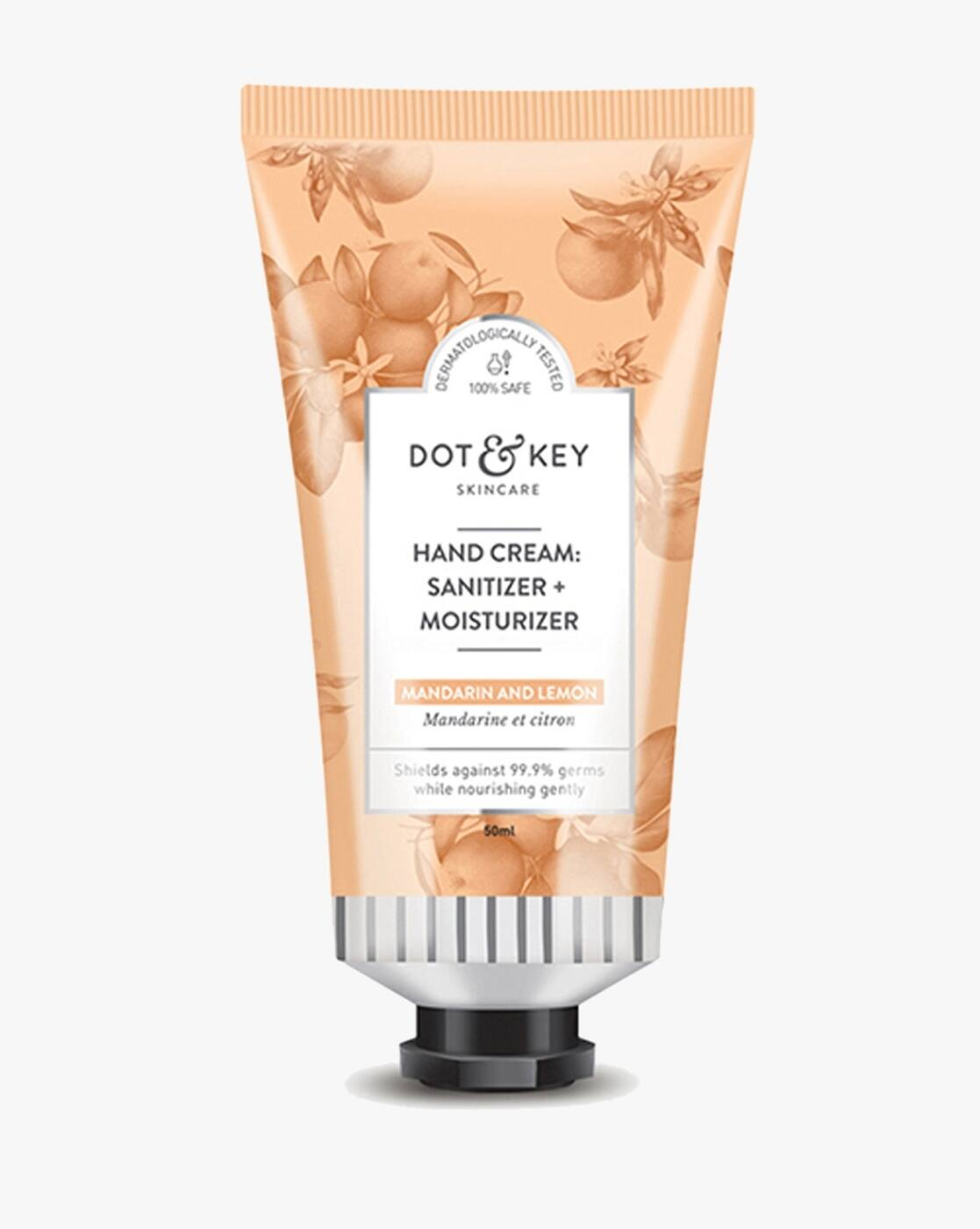 DOT & KEY Hand Cream Mandarin + Lime | Sanitizer + Moisturizer | Alcohol-Free | Natural Antibacterial | 50ml