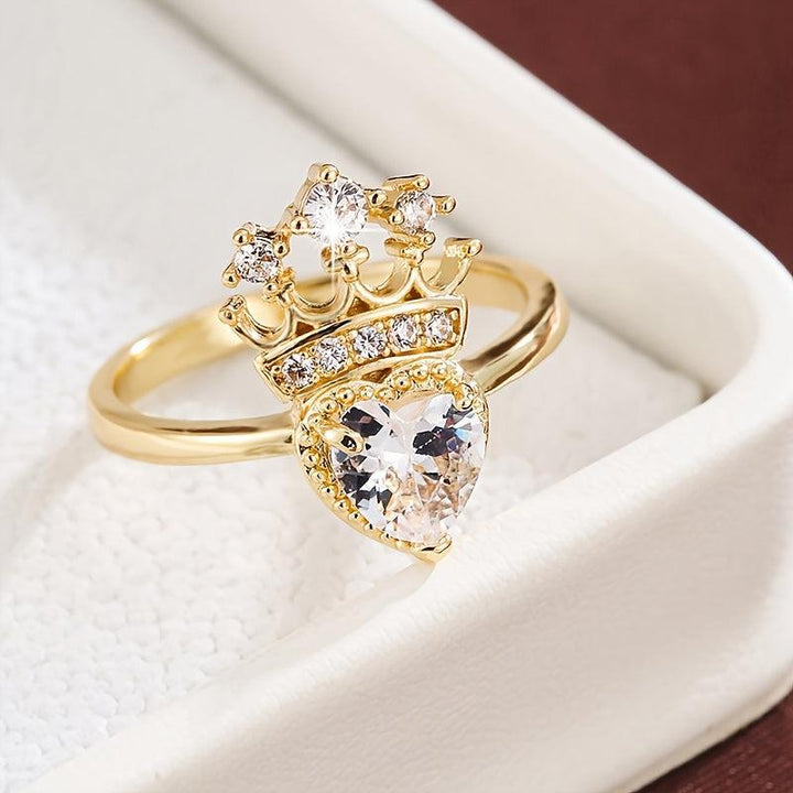 Crown Heart Pink Stone Designer Ring