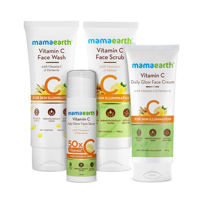Mamaearth Vitamin C Skin Brightening Kit (Face Wash + Face Scrub + Face Serum + Face Cream)