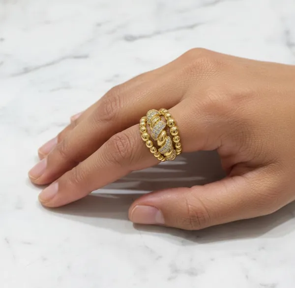 Golden Floral Crystal Desunger Ring