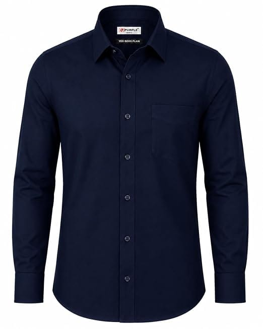 Men's Nevy Blue Striped Cotton Blend Casual Full Sleeve Shirt