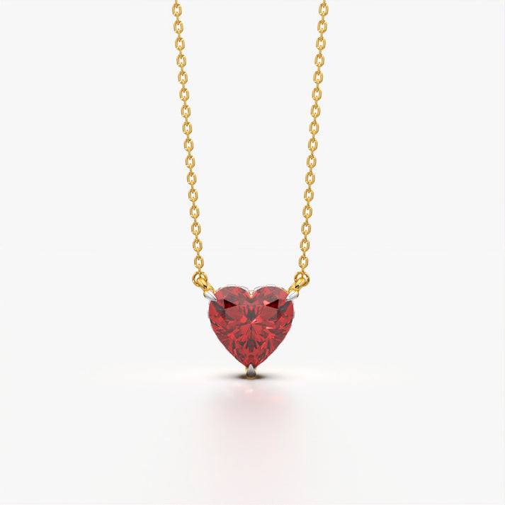 Women's Gold Plated Heart Shape Red Crystal Pendant Necklace | Elegant Daily Wear Jewelry